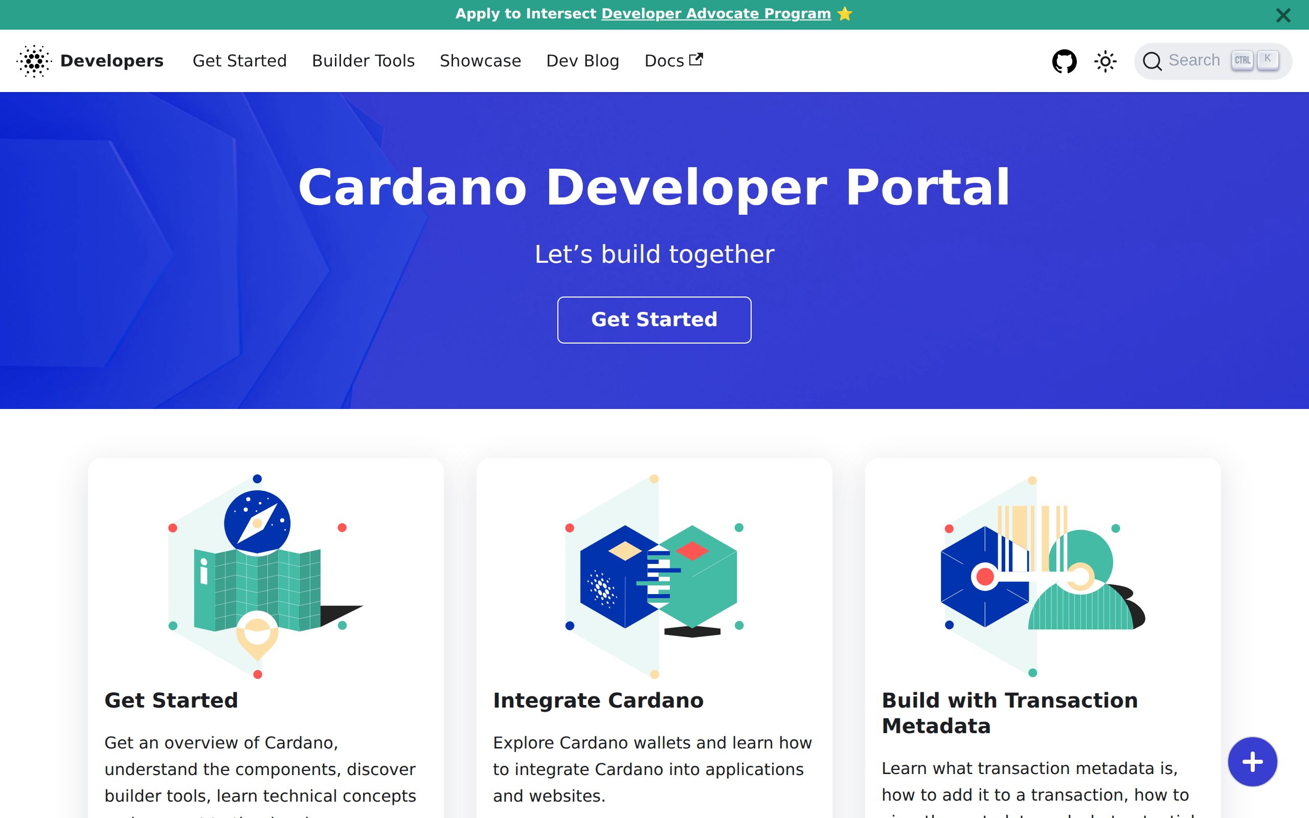 Copie d'écran de https://developers.cardano.org